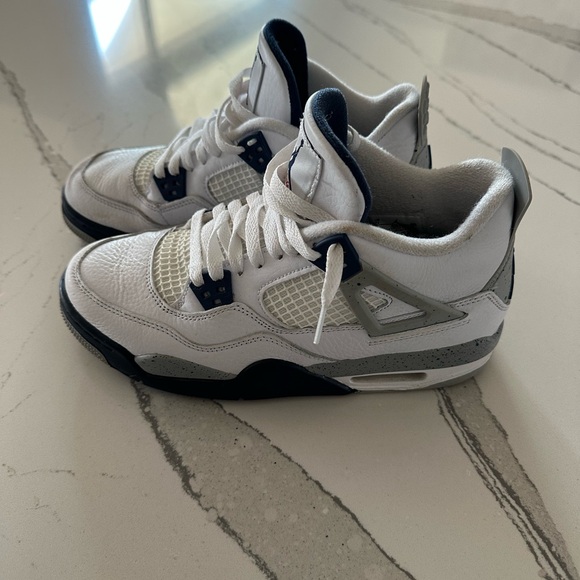 Jordan 4 White and Dark Blue Sneakers